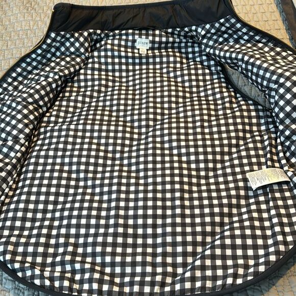 J Crew NWOT Excursion Quilted Vest Puffer Vest Gingham Lined Black AP678 Size M - Picture 5 of 8